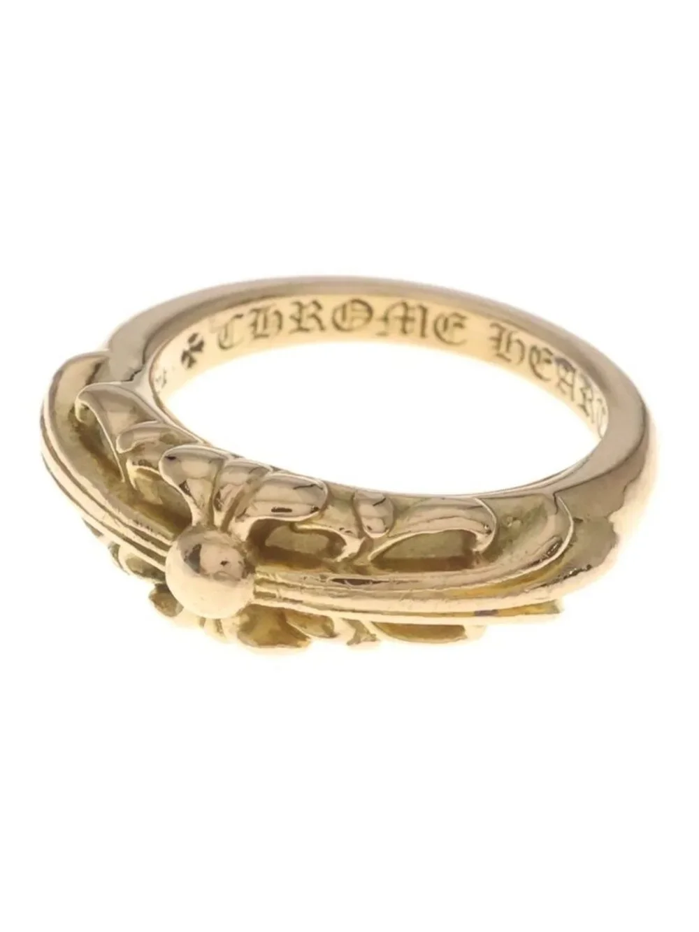 Chrome Hearts 22K Babyclsc Baby Classic Floral Cross Gold Ring